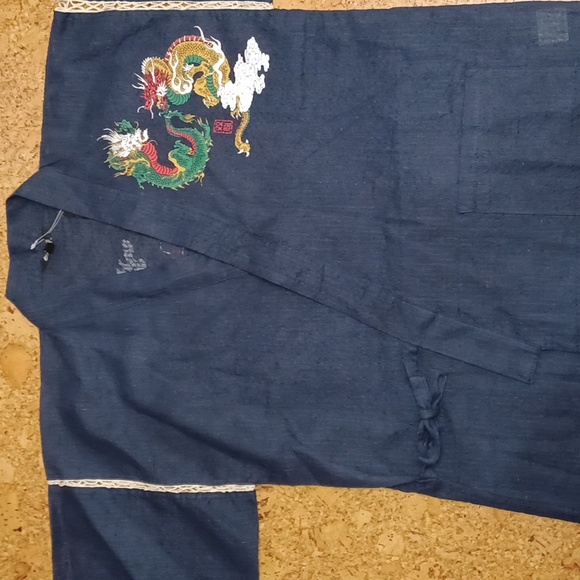 Men's Two Piece Navy Jinbei With Dragon Graphic Front & Back, NWT - Picture 1 of 13